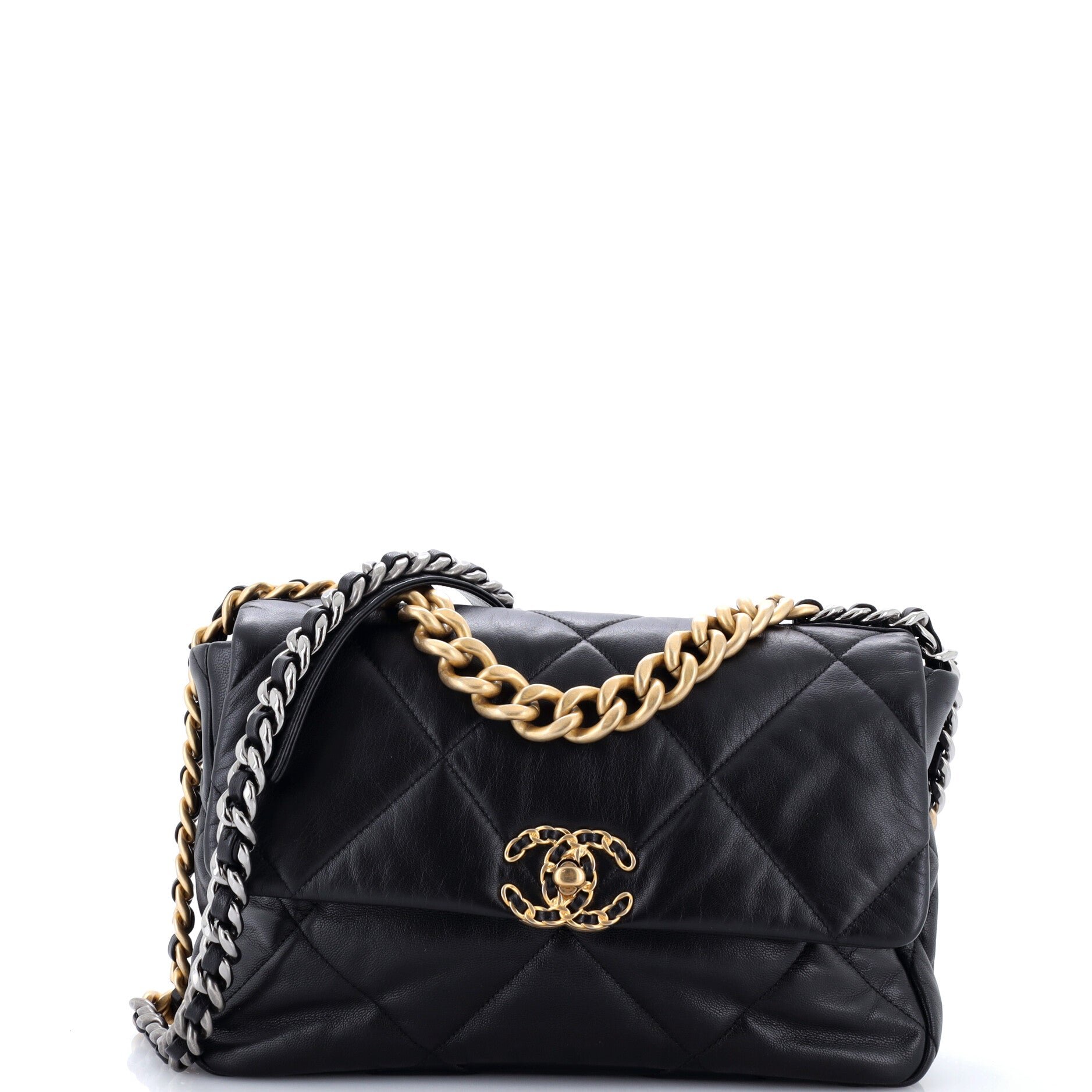 19 Flap Bag Quilted Leather Large