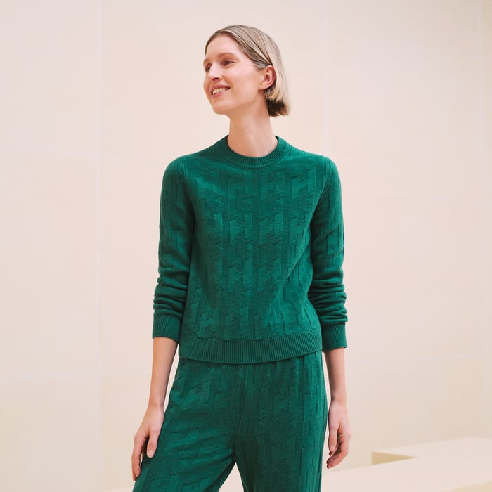 Vert Acanthe "H" Long-sleeve Sweater