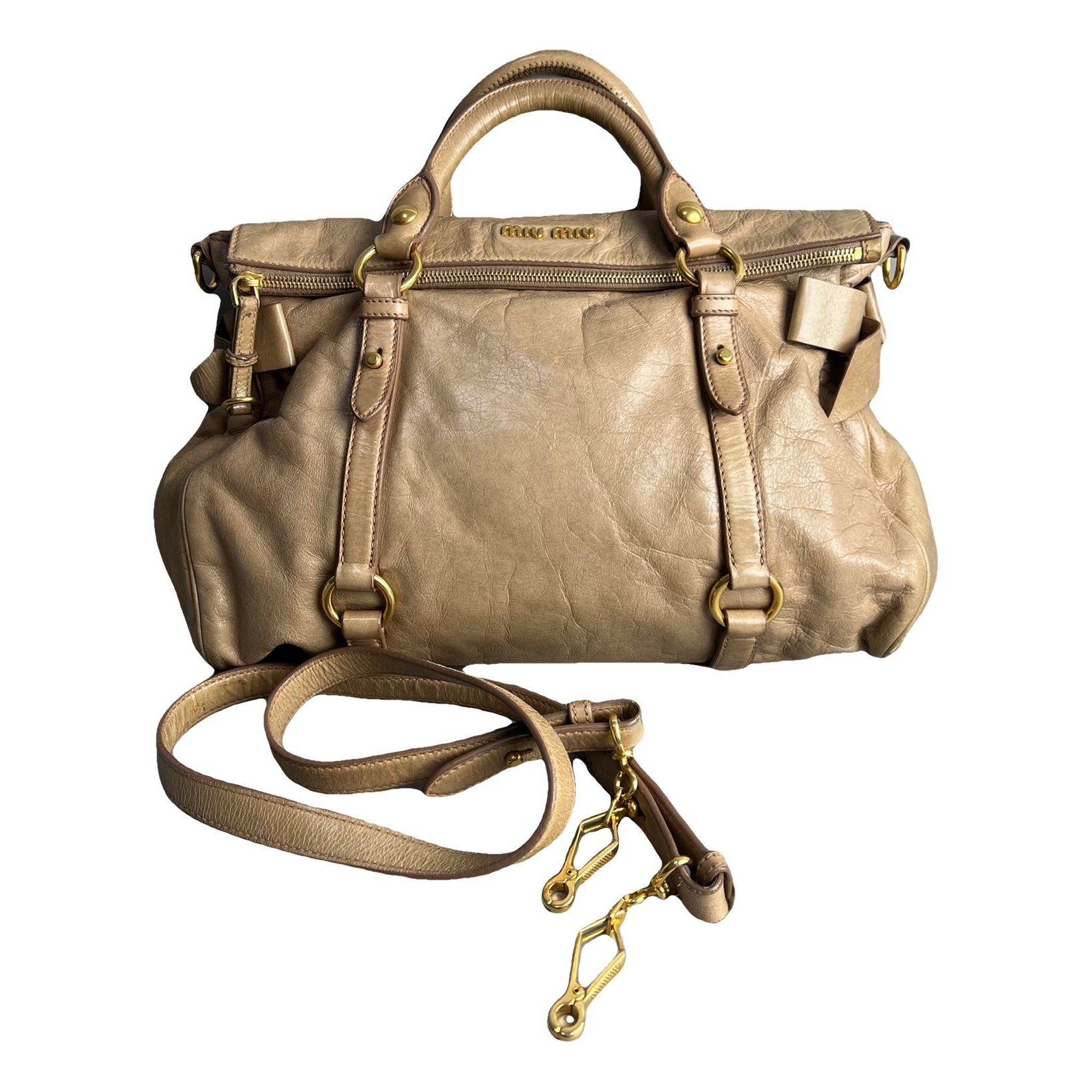Bow bag leather handbag