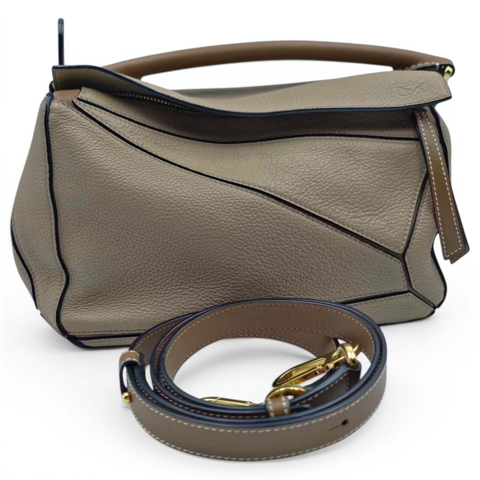 Puzzle leather handbag