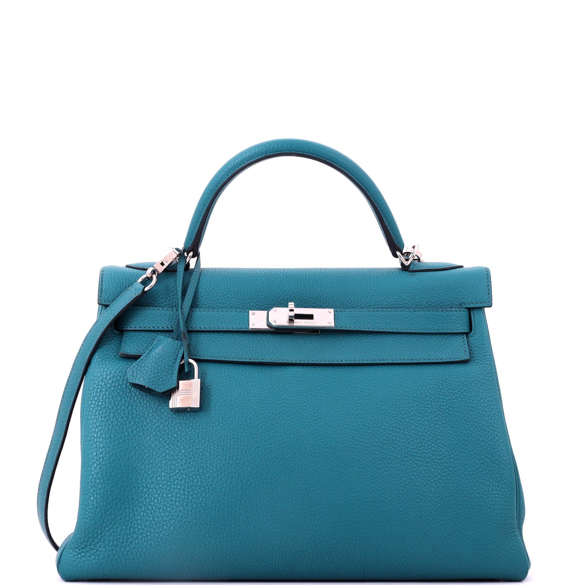 Kelly Handbag Bleu Izmir Togo with Palladium Hardware 32