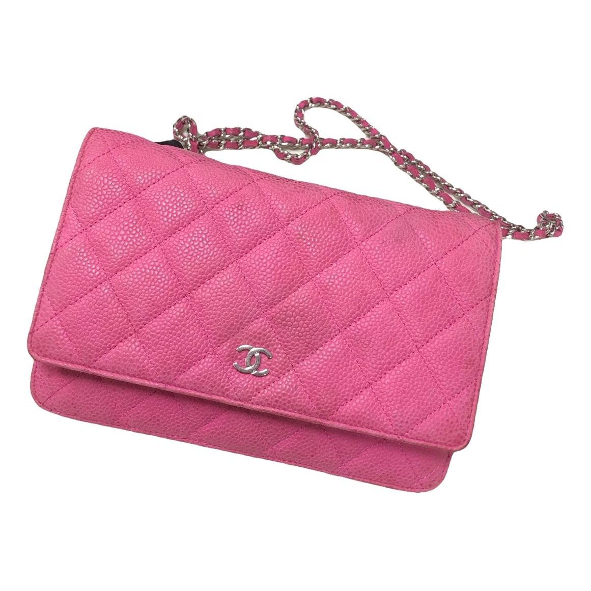 Trendy CC Wallet on Chain leather handbag