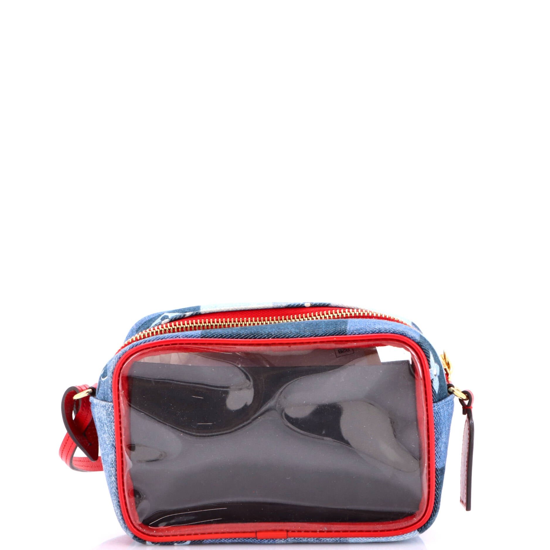 Beach Pouch Damier and Monogram Patchwork Denim