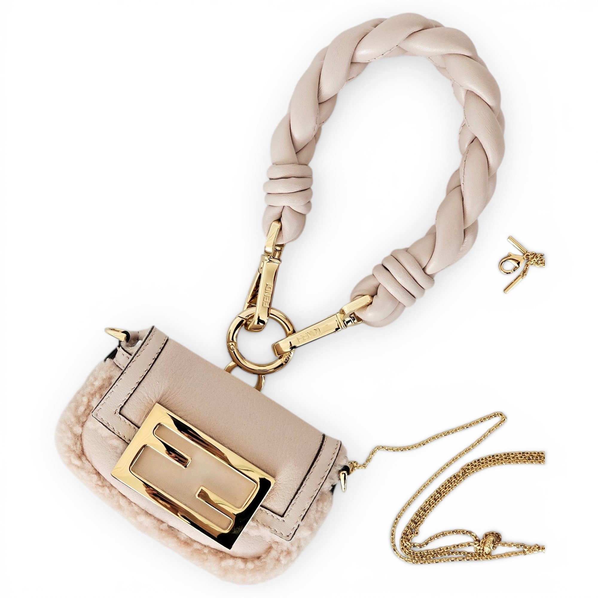 Baguette faux fur mini bag