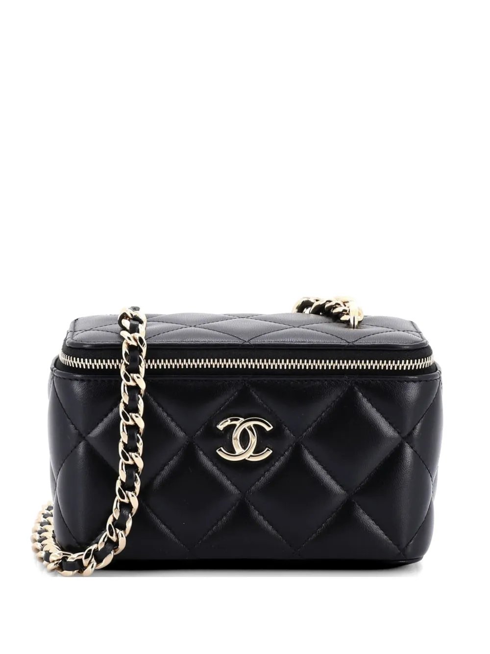 Resin Elegant Chain Vanity Case Quilted Lambskin Small crossbody bag