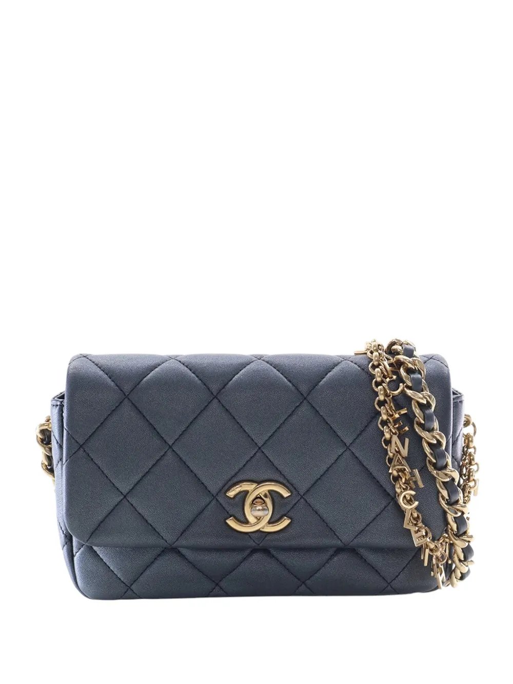2021-2026 Small Quilted Lambskin Logo Charm Chain Flap crossbody bag