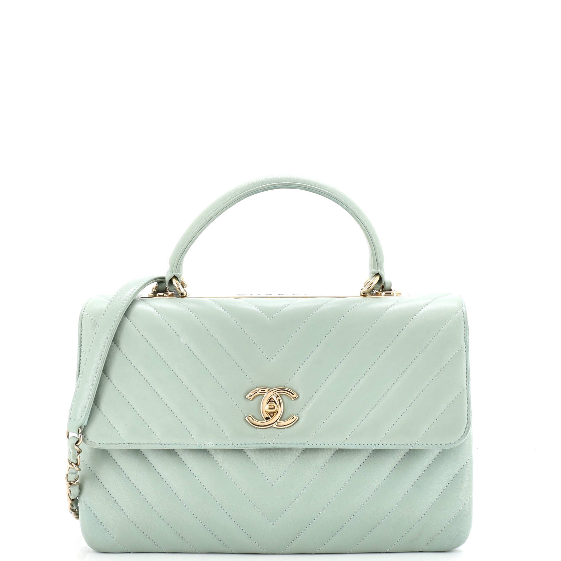 Trendy CC Top Handle Bag Chevron Lambskin Medium