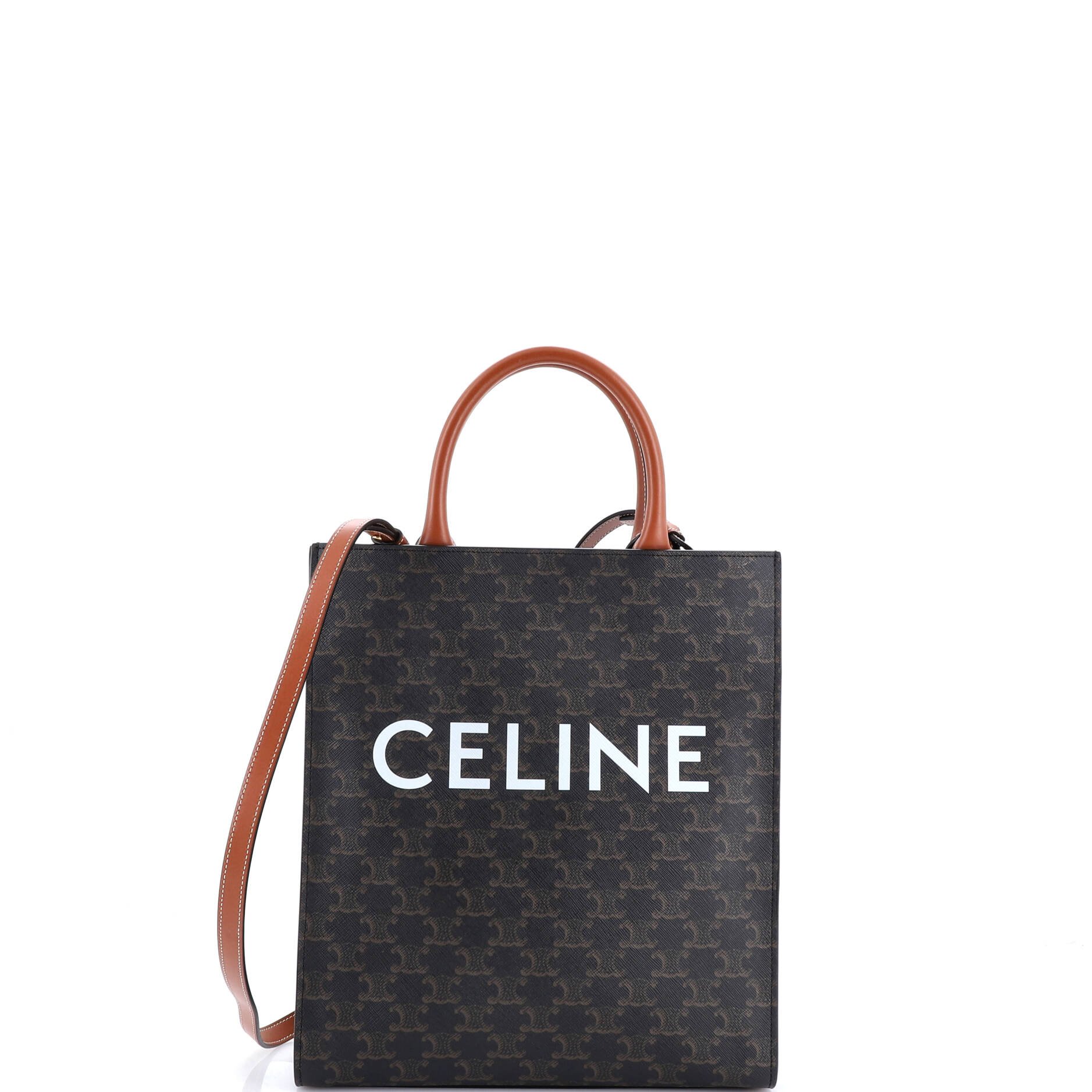 Celine Vertical Cabas Tote Triomphe Coated Canvas Small