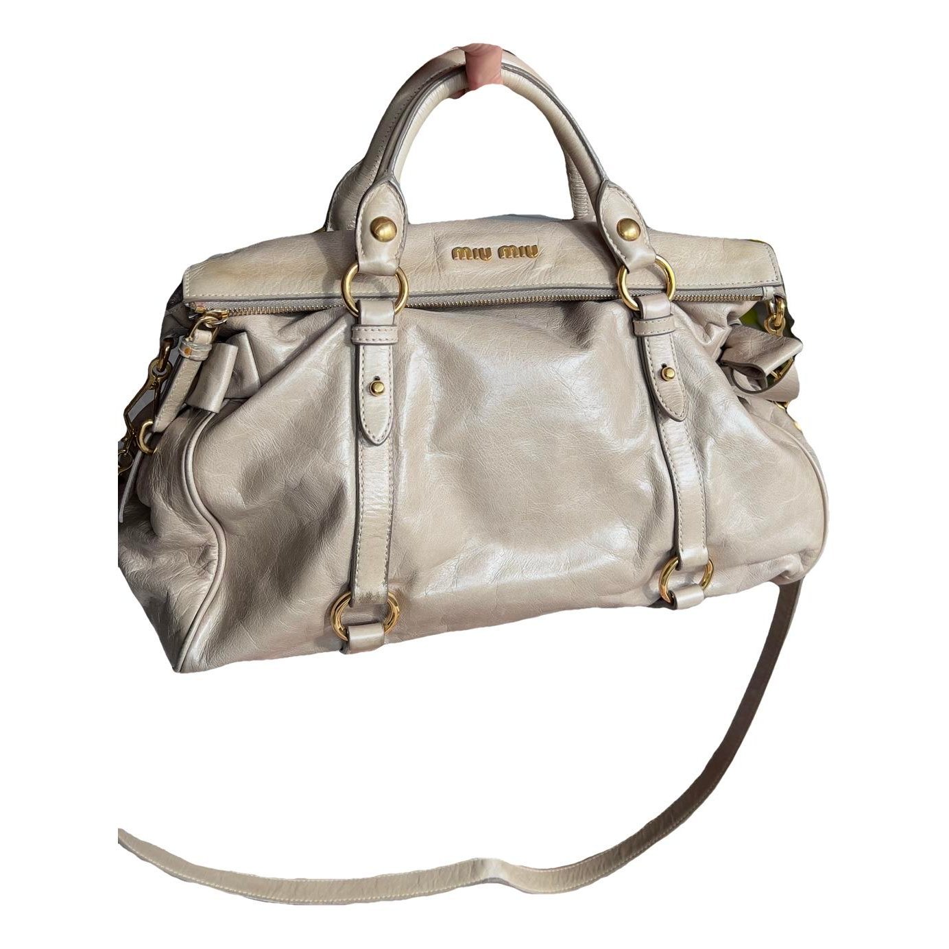 Bow bag leather handbag