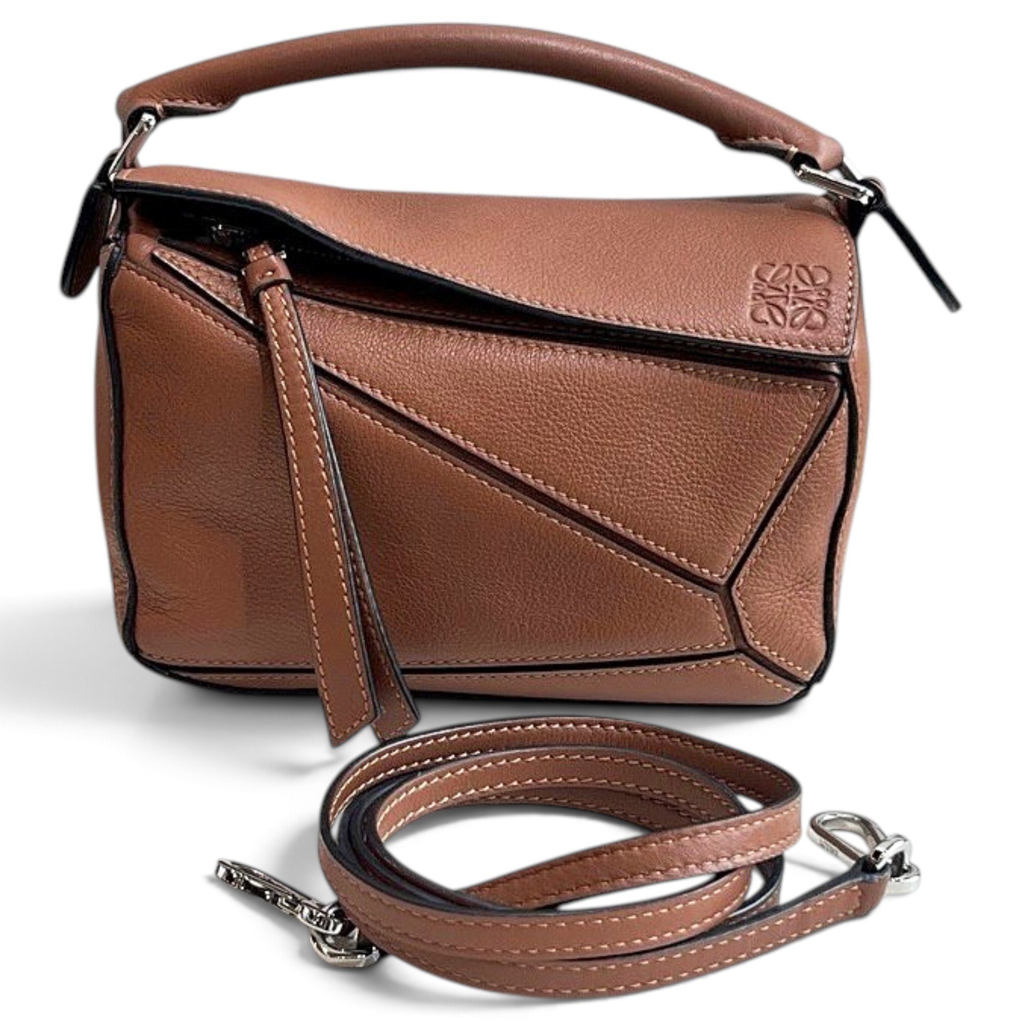 Puzzle leather handbag