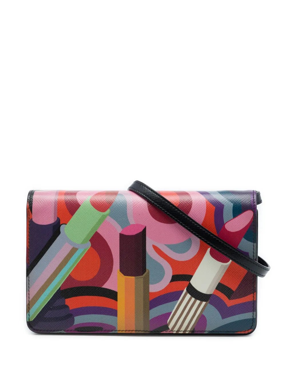 2015 Saffiano Lipstick Print Wallet on Strap crossbody bag