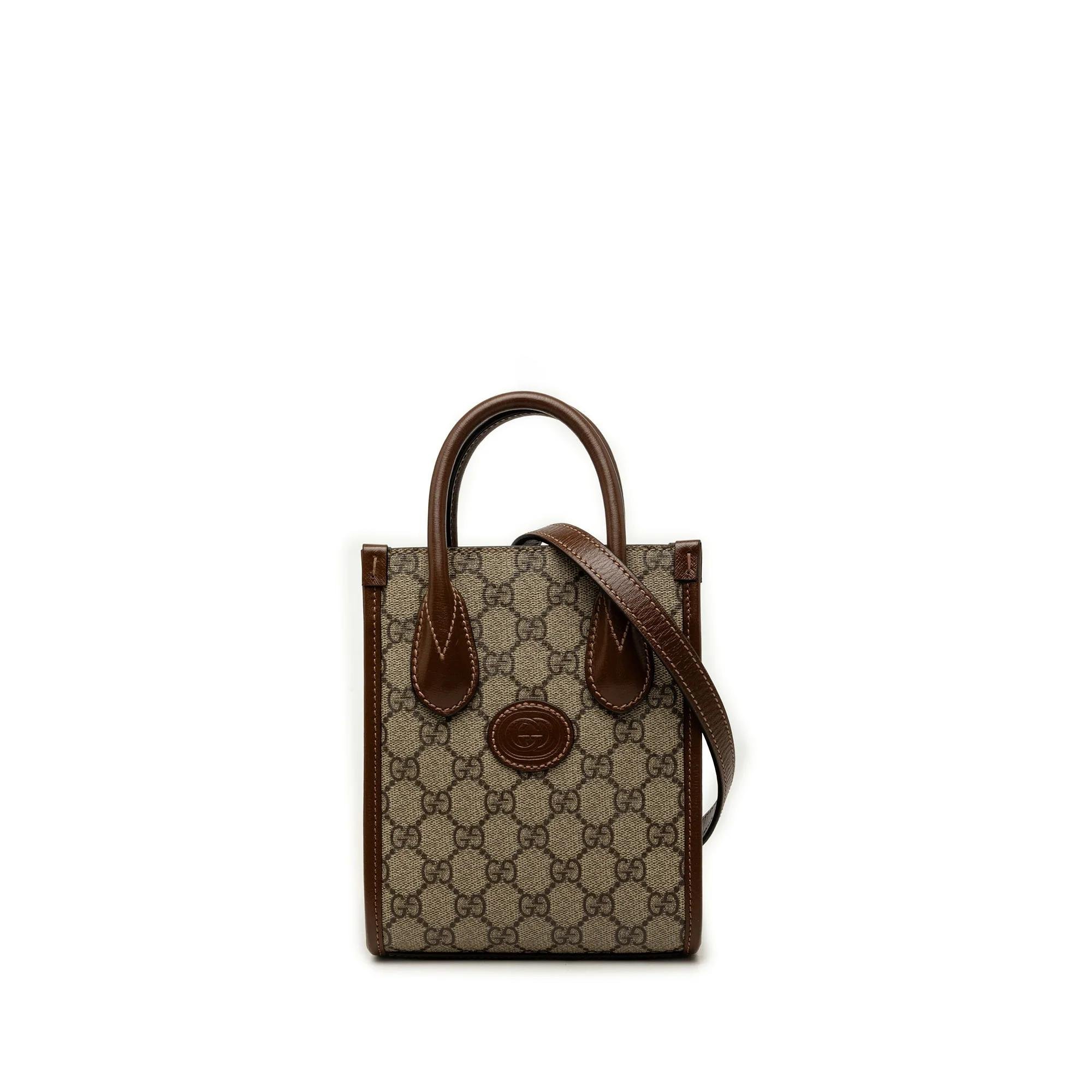 Interlocking leather handbag