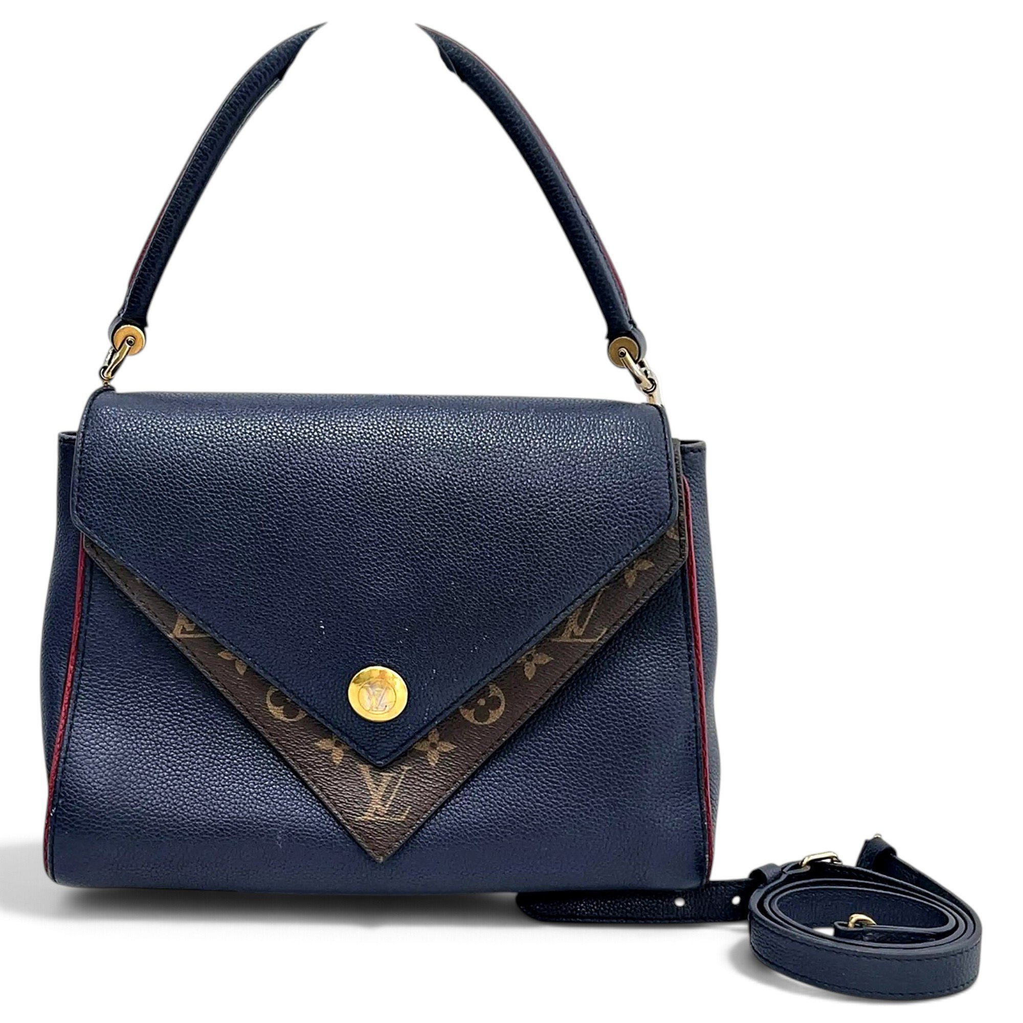 Double V leather crossbody bag