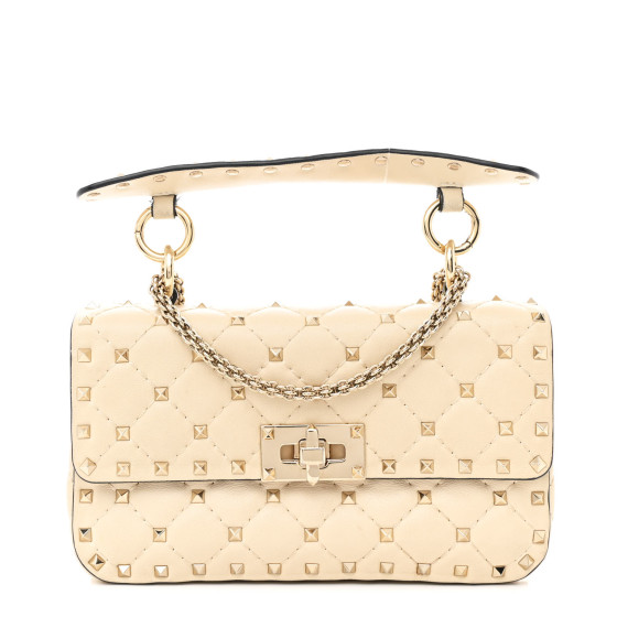 Valentino Garavani Nappa Small Rockstud Spike Shoulder Bag Light Ivory