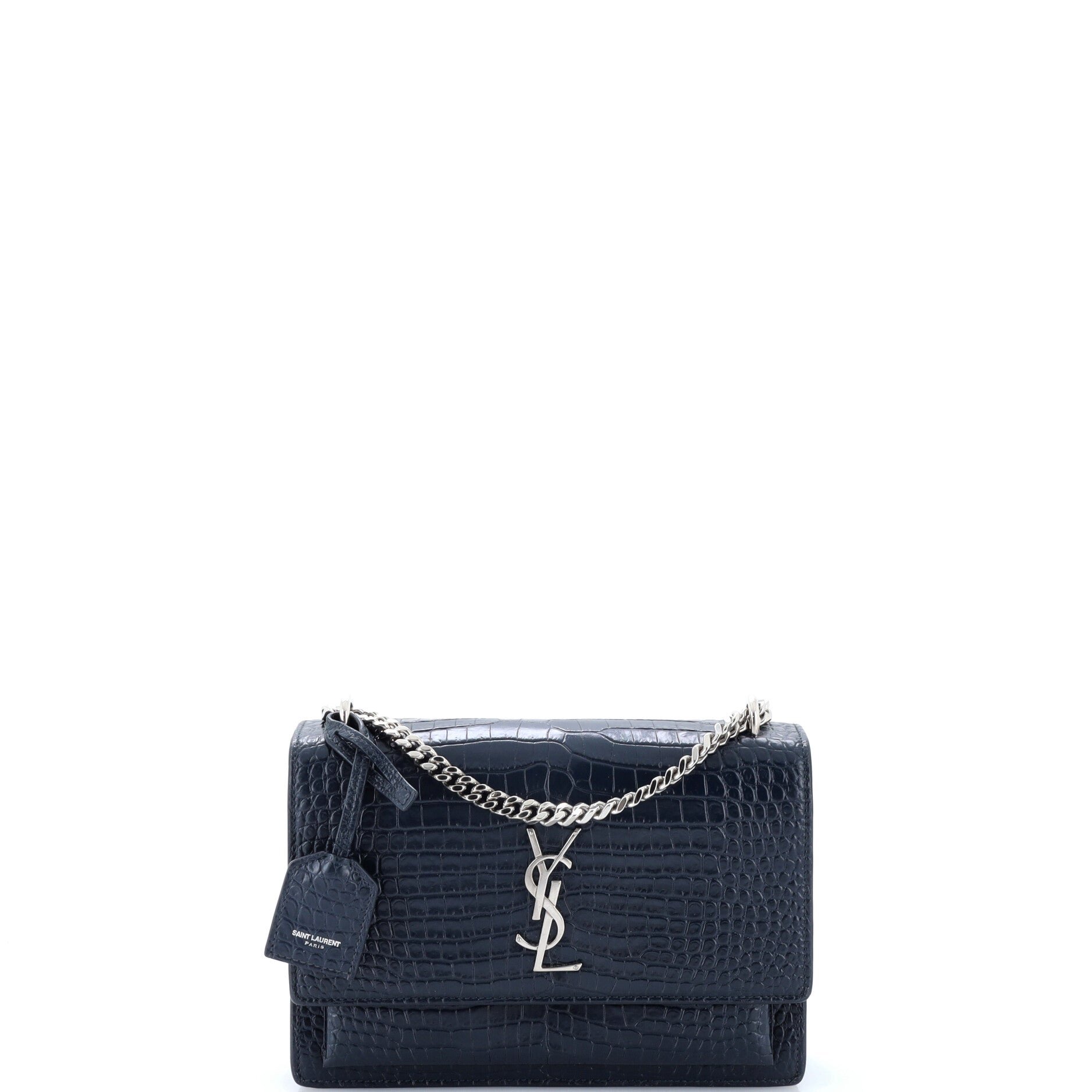 Sunset Crossbody Bag Crocodile Embossed Leather Medium