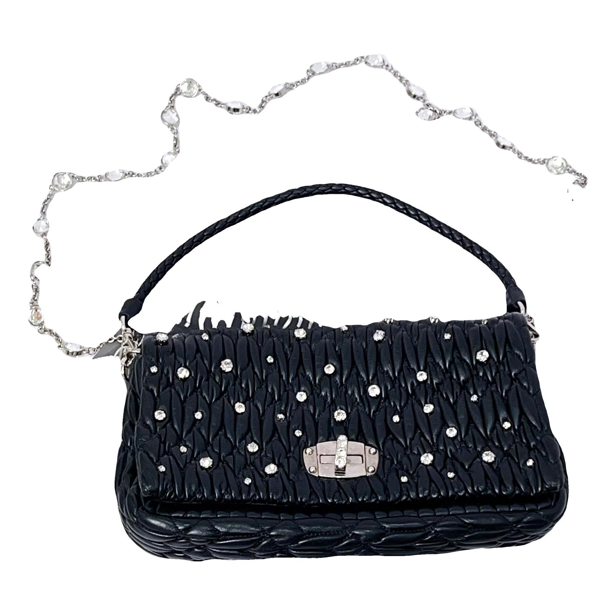 Miu Crystal leather handbag