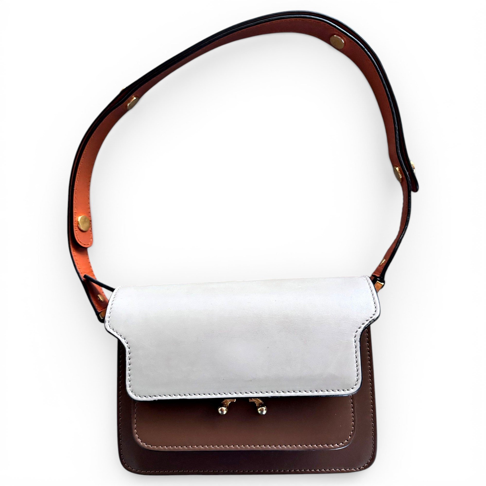 Trunk leather crossbody bag