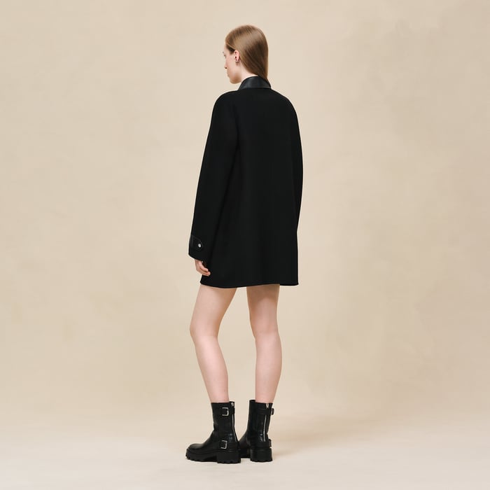 Noir Embroidered Car Coat