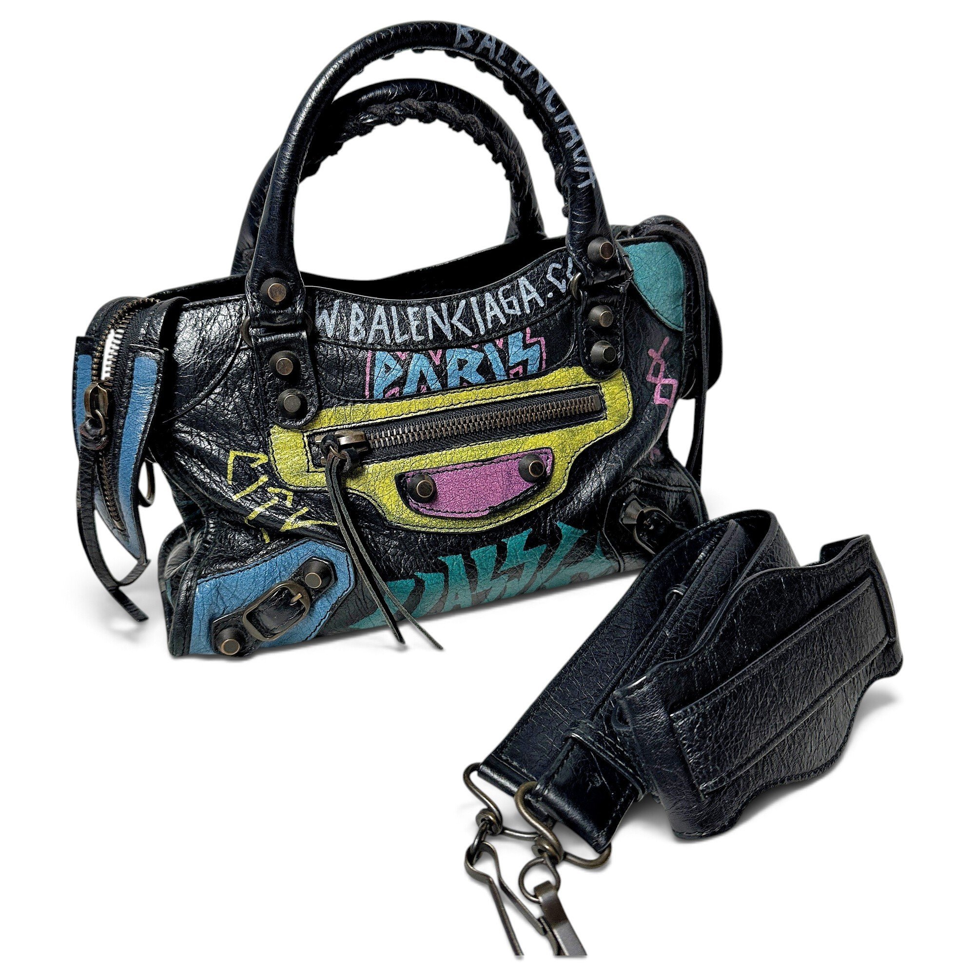 City leather handbag