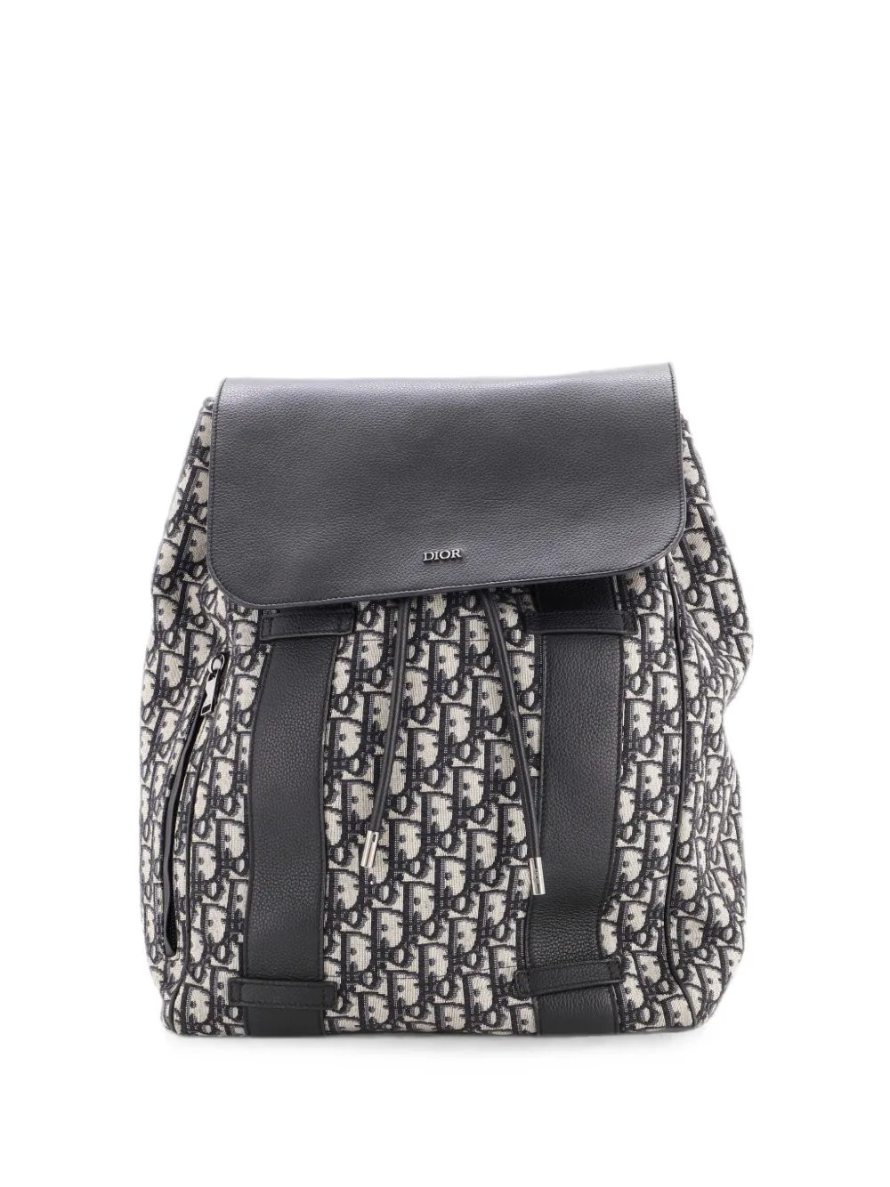 Flap Oblique Canvas and Leather backpack