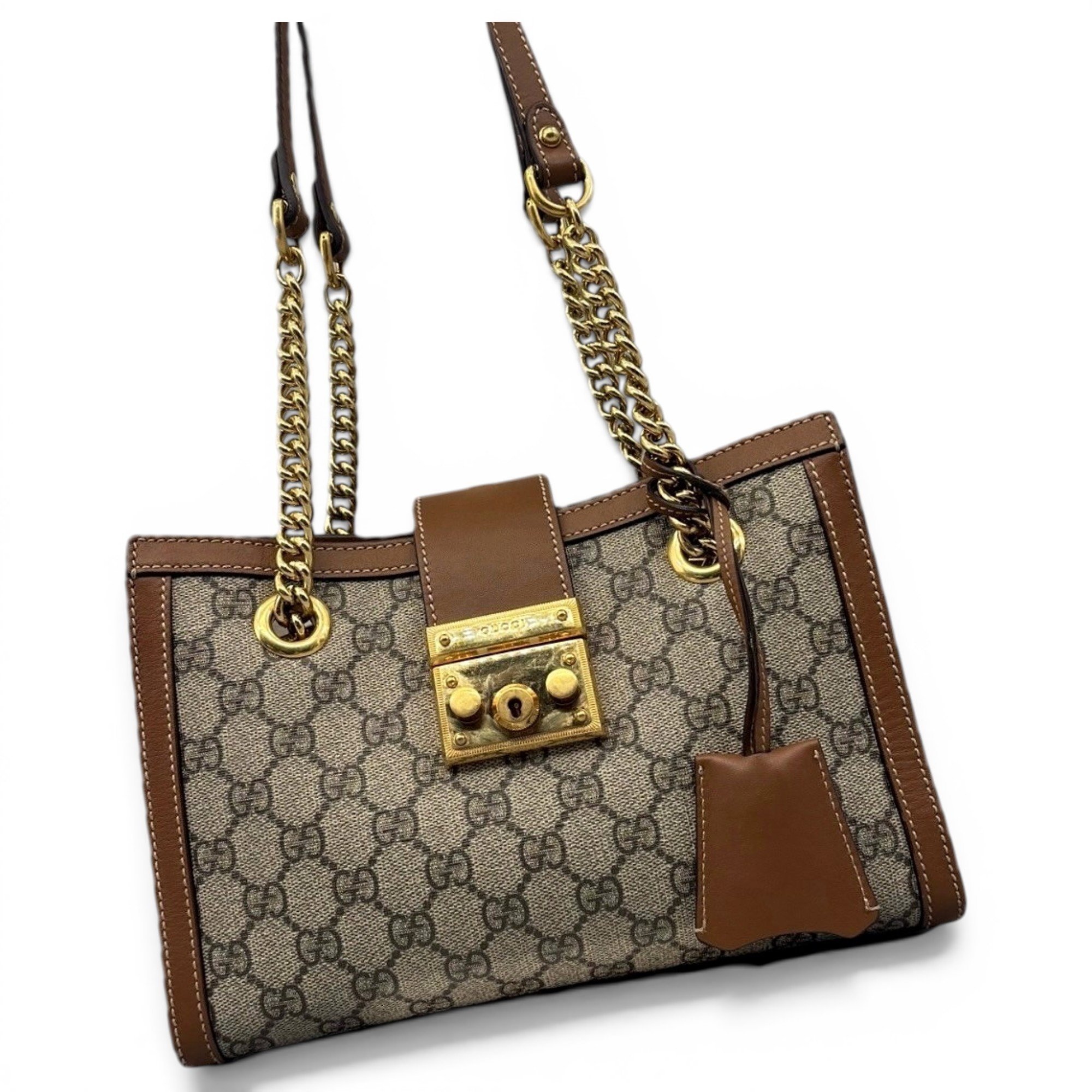Padlock leather handbag