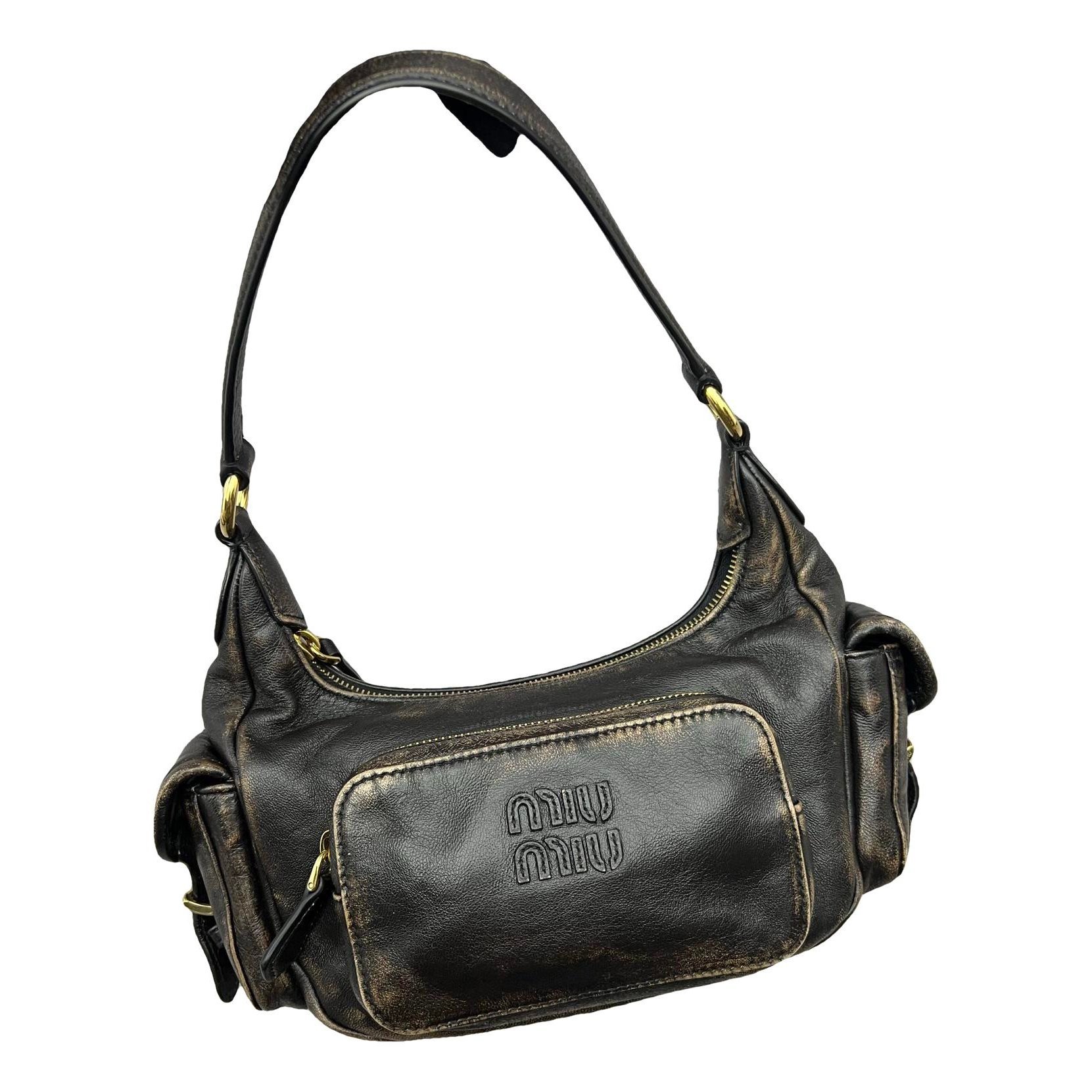 Pocket leather handbag