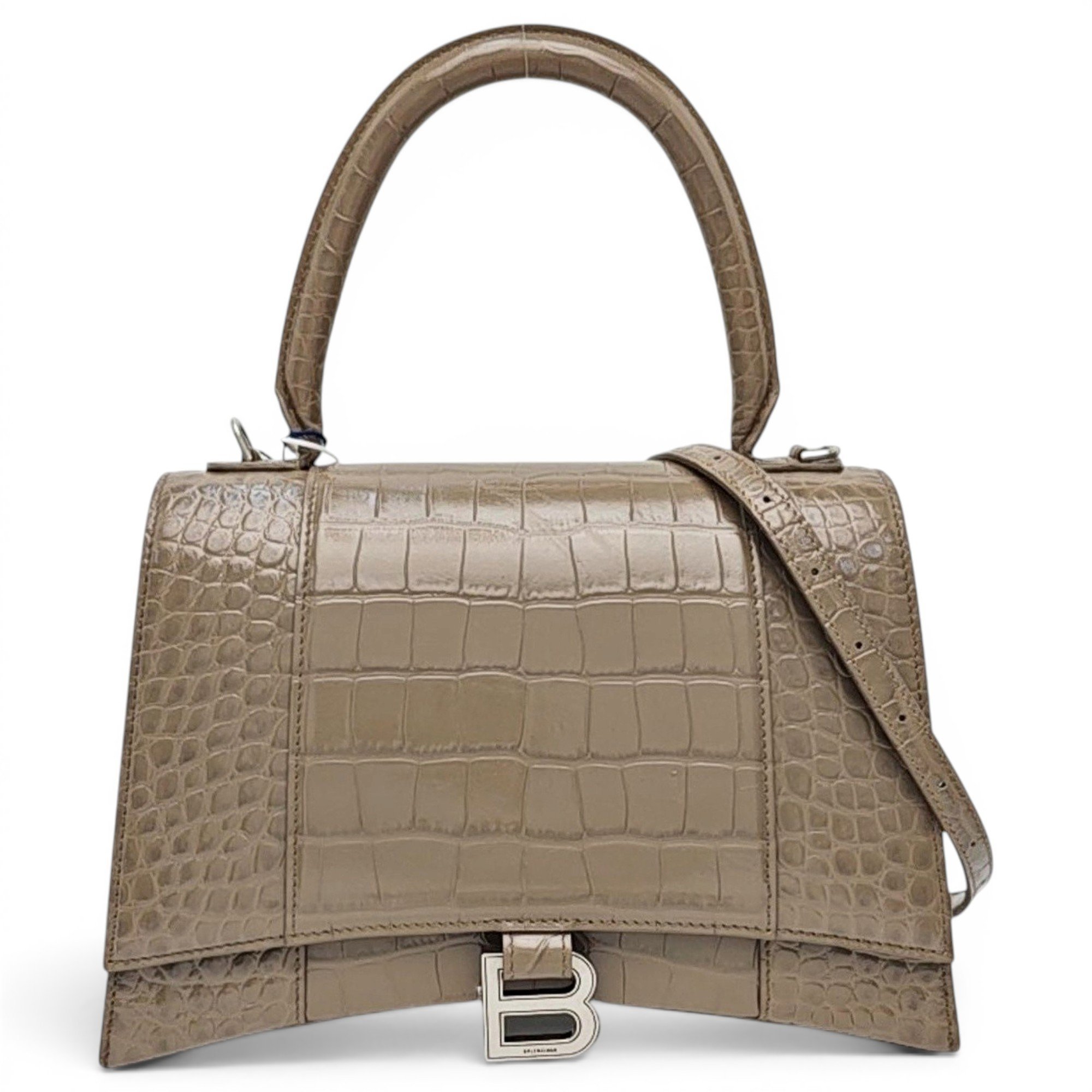 Hourglass leather handbag
