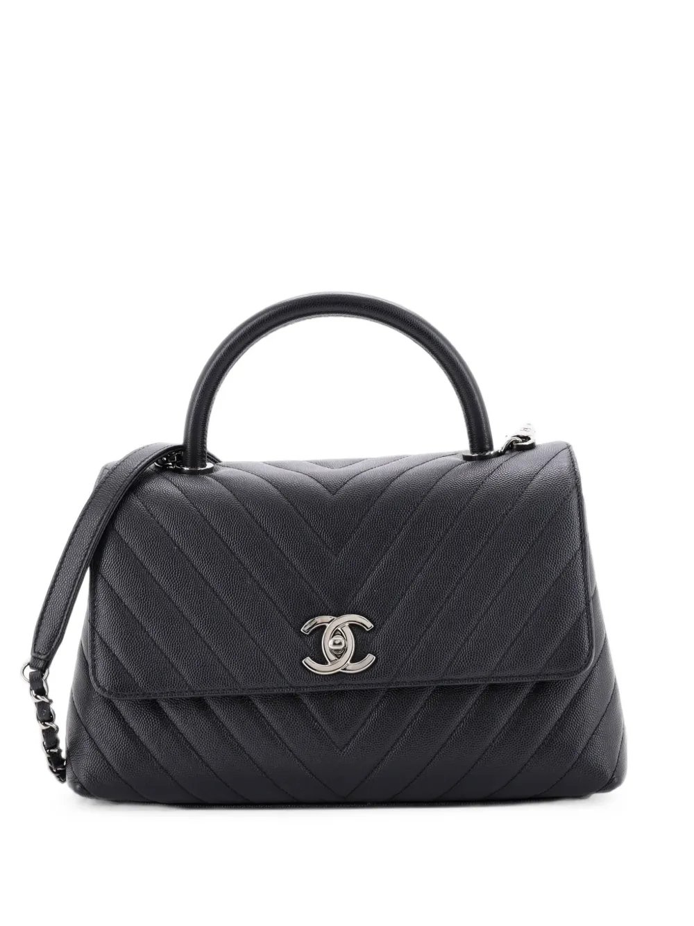 Coco Top Handle Bag Chevron Caviar Small satchel