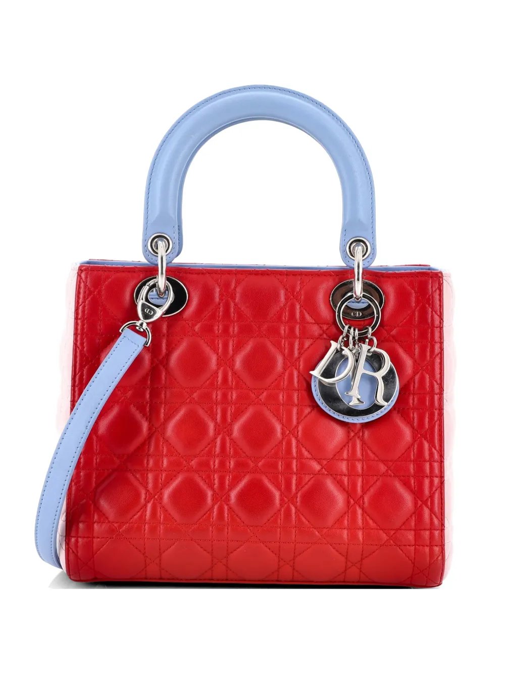 Tricolor Lady Dior Bag Cannage Quilt Lambskin Medium satchel