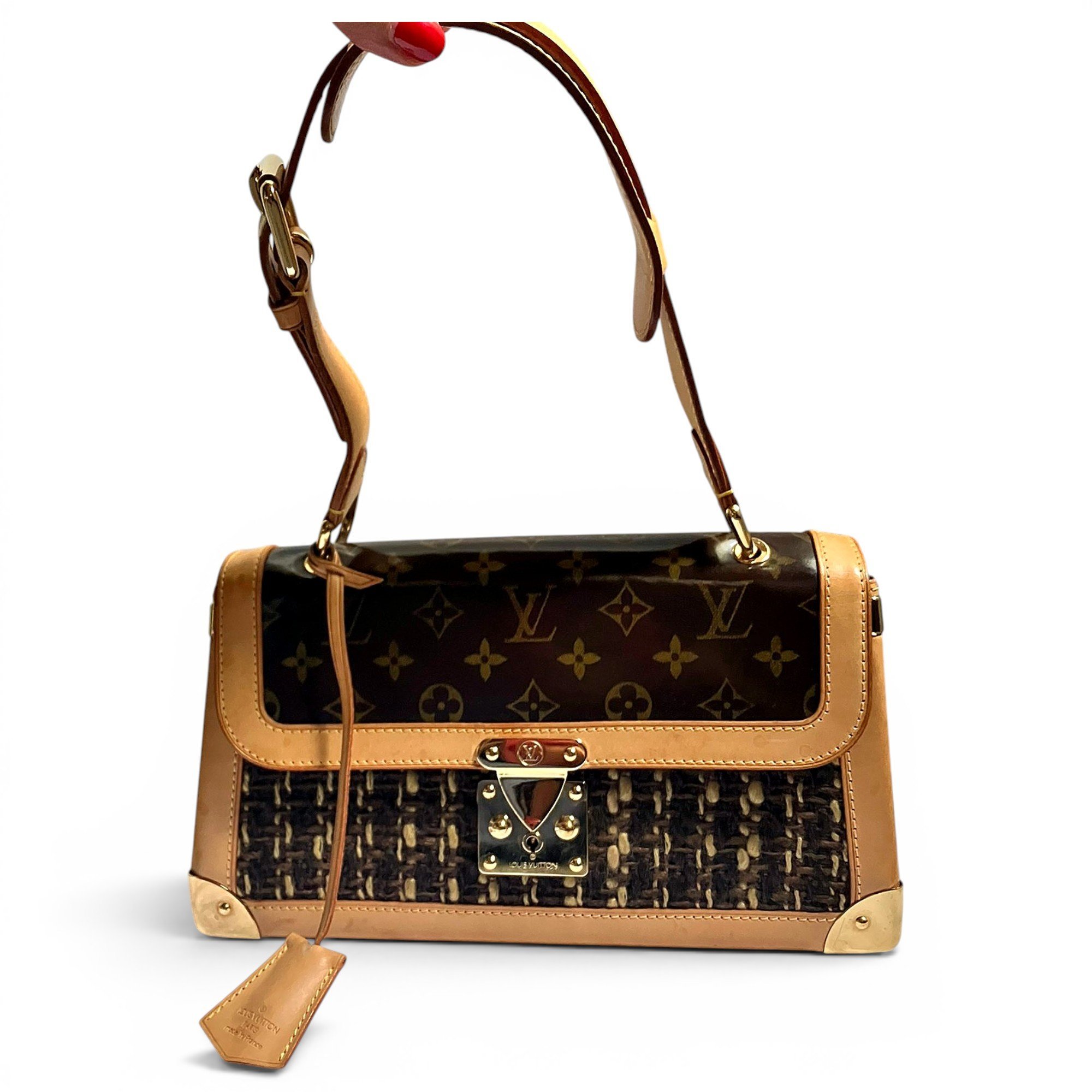 Tweedy leather handbag