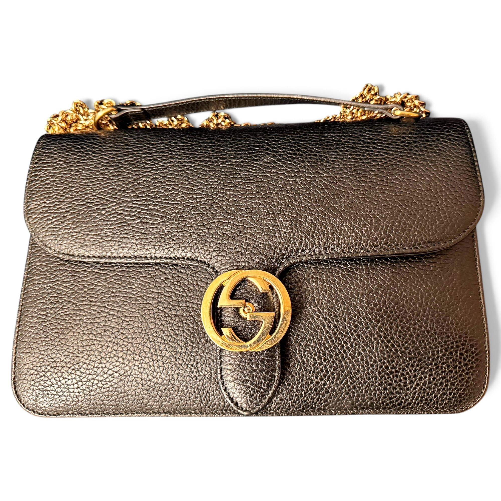 Interlocking leather handbag