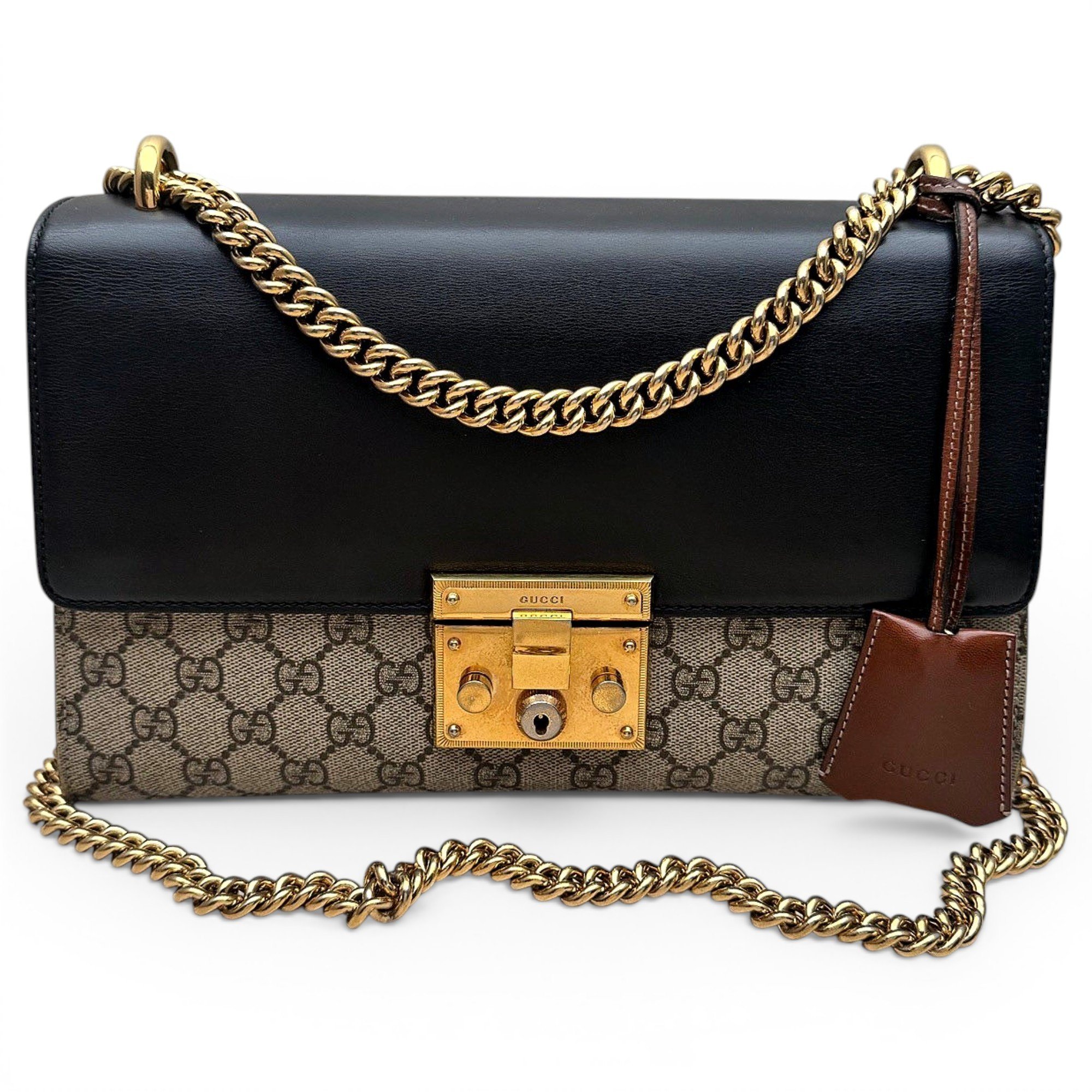 Padlock leather handbag