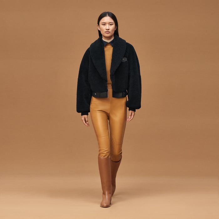 Bleu Noir Short Leather Coat