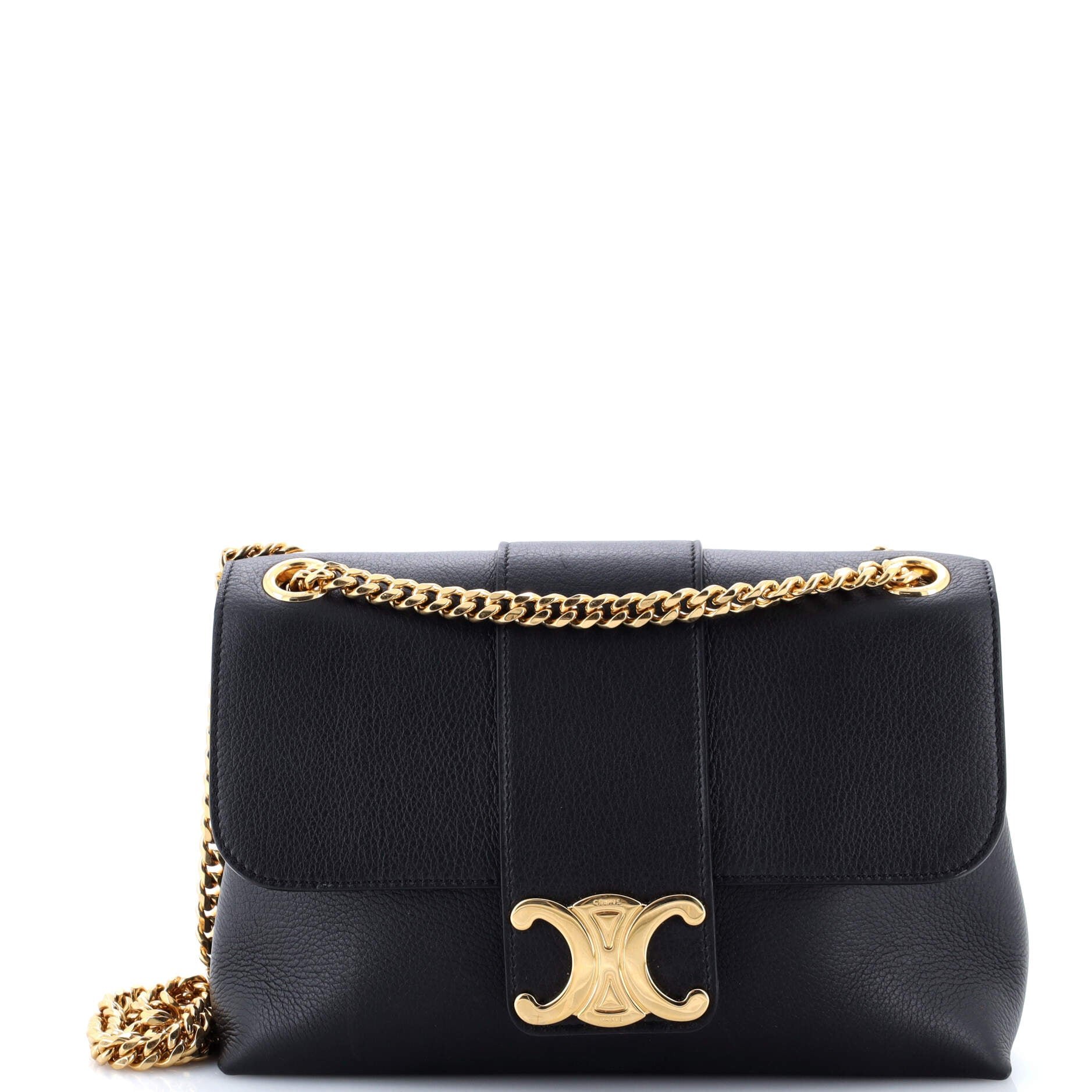 Celine Victoire Flap Shoulder Bag Leather Medium