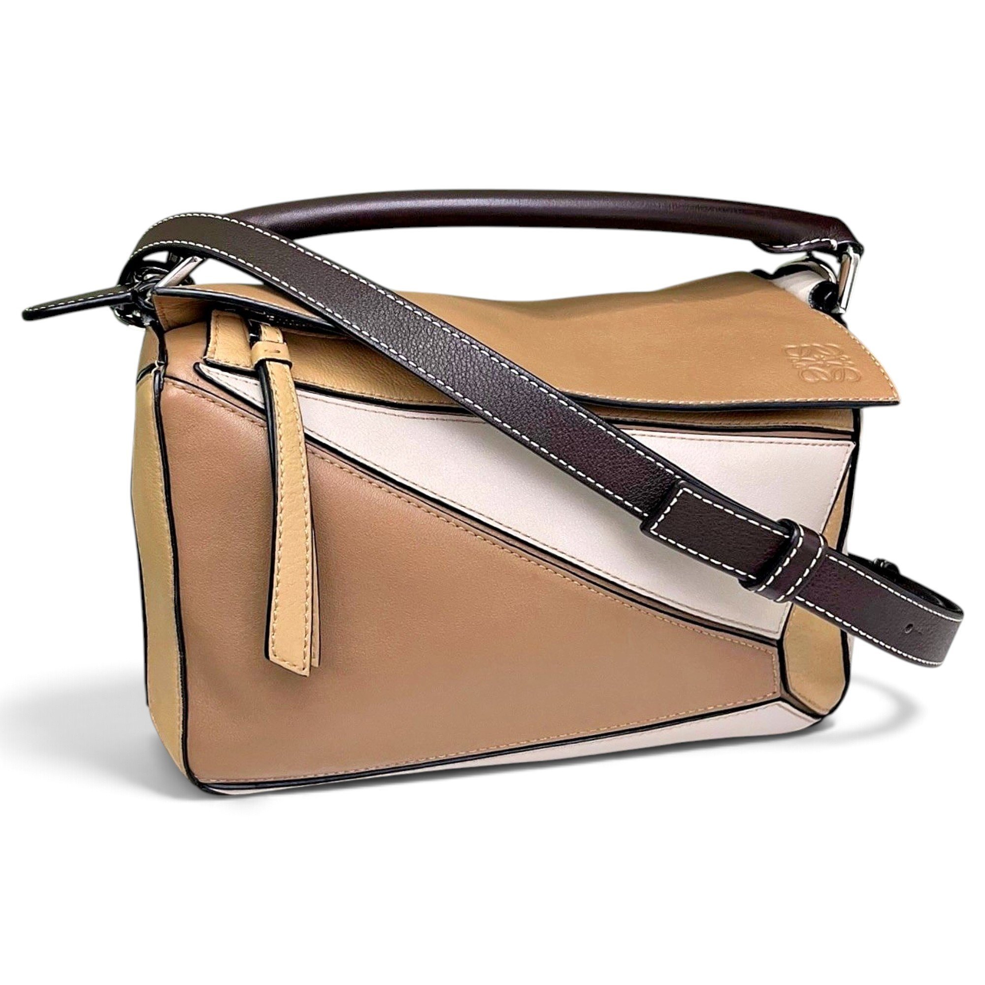 Puzzle leather handbag