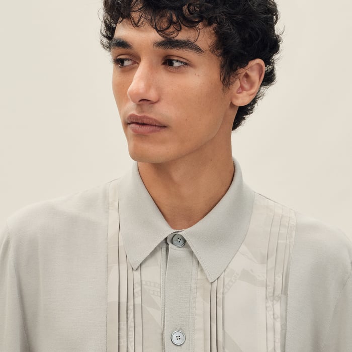 Mastic "Eperon d'Or Soie Plissee" Short-sleeve Straight Cut Shirt