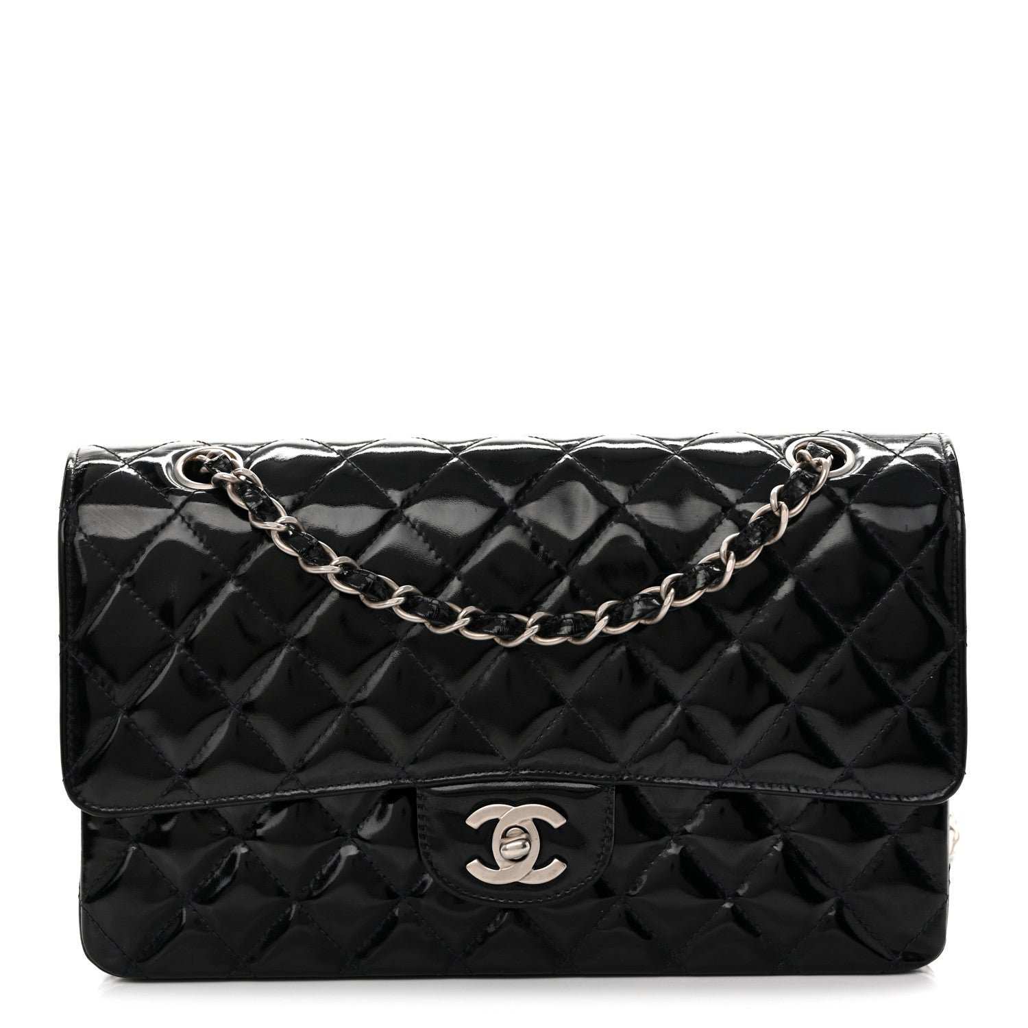 Chanel Glazed Calfskin Quilted Medium Double Flap Black