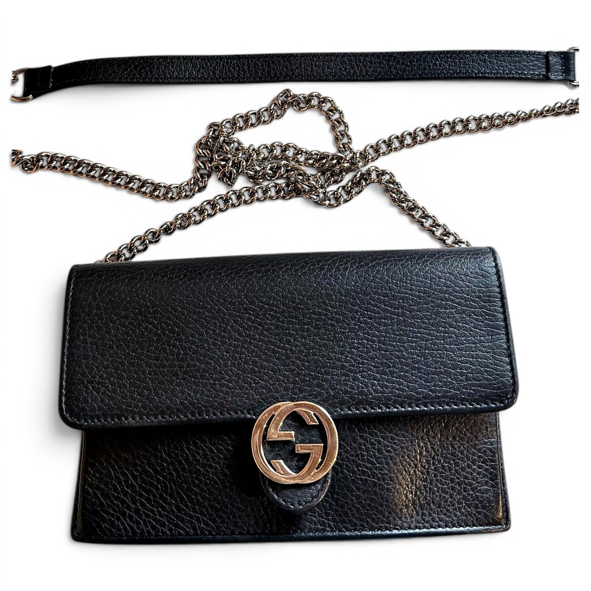 Interlocking leather handbag