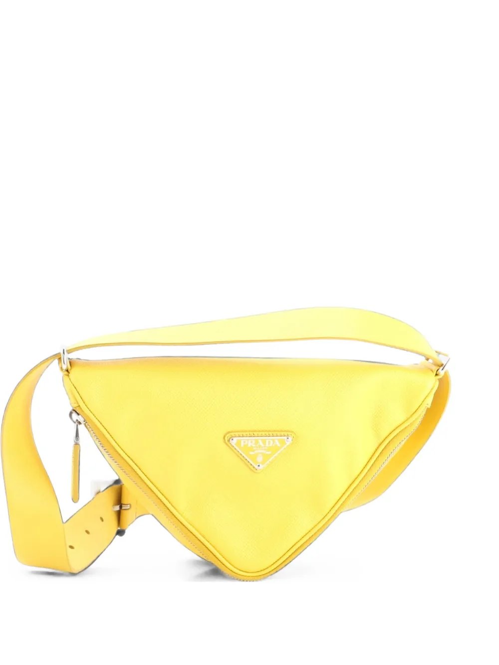 Triangle Logo Zip Around Shoulder Bag Saffiano Leather crossbody bag