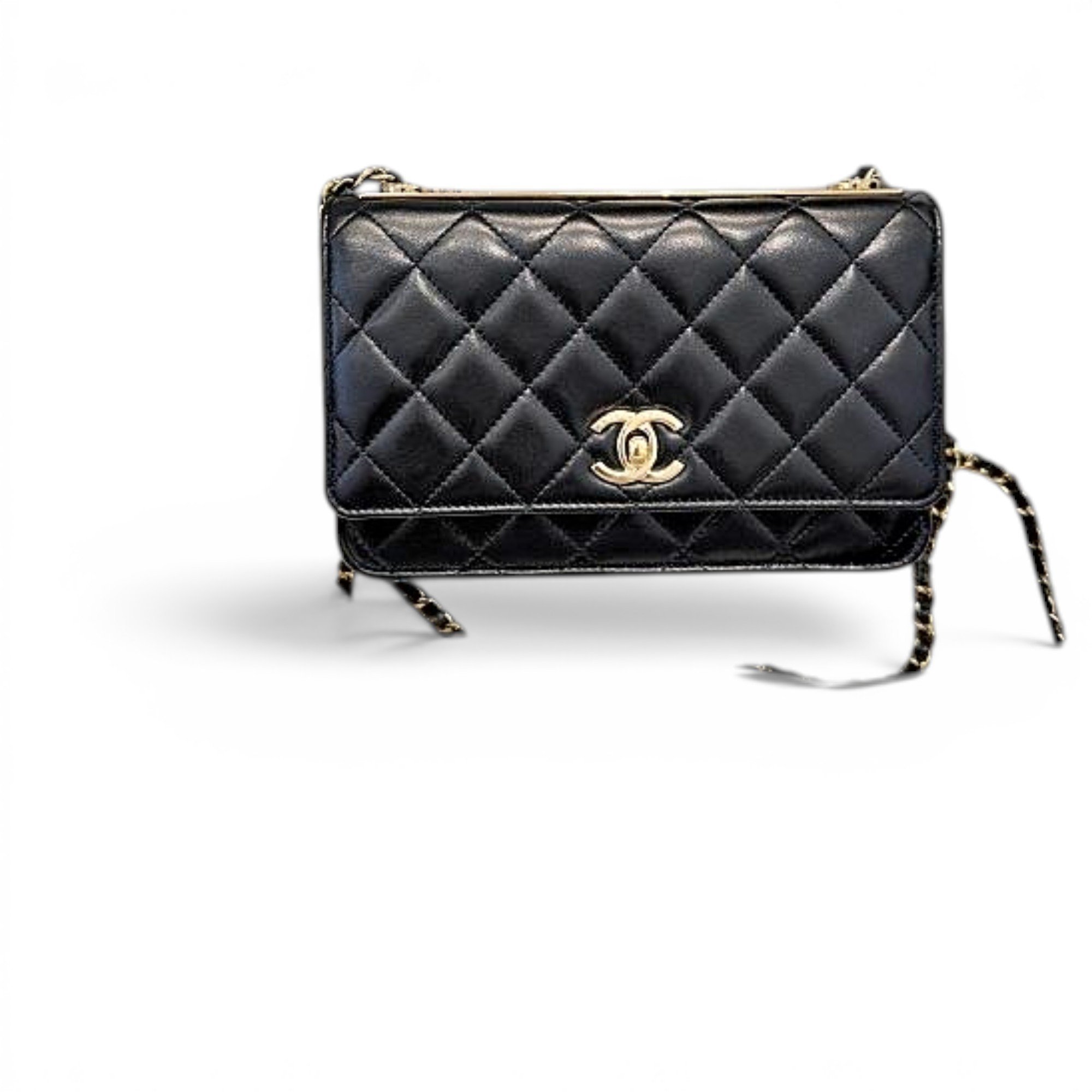 Trendy CC Wallet on Chain leather handbag