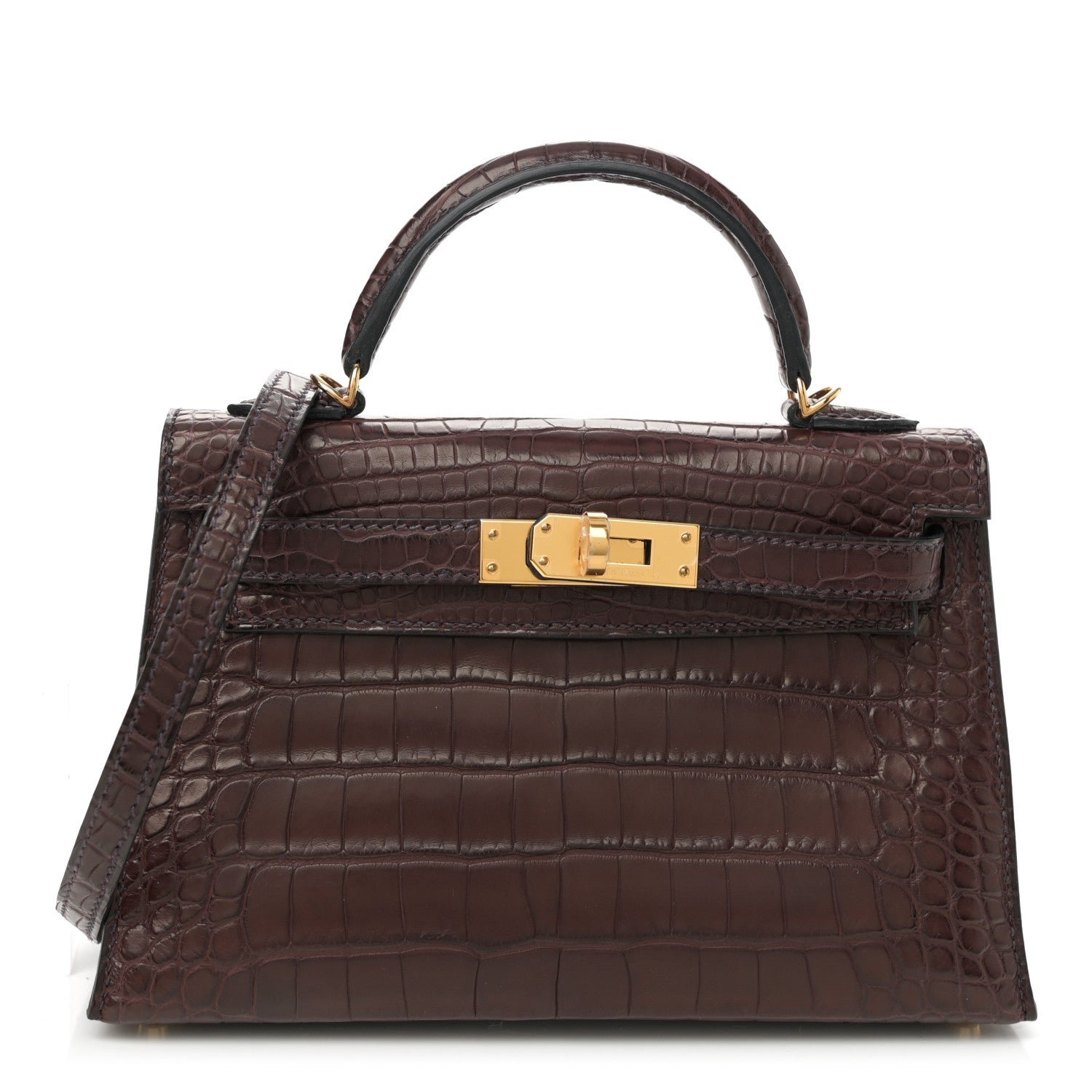 Hermes Matte Alligator Mini Kelly Sellier 20 Havane