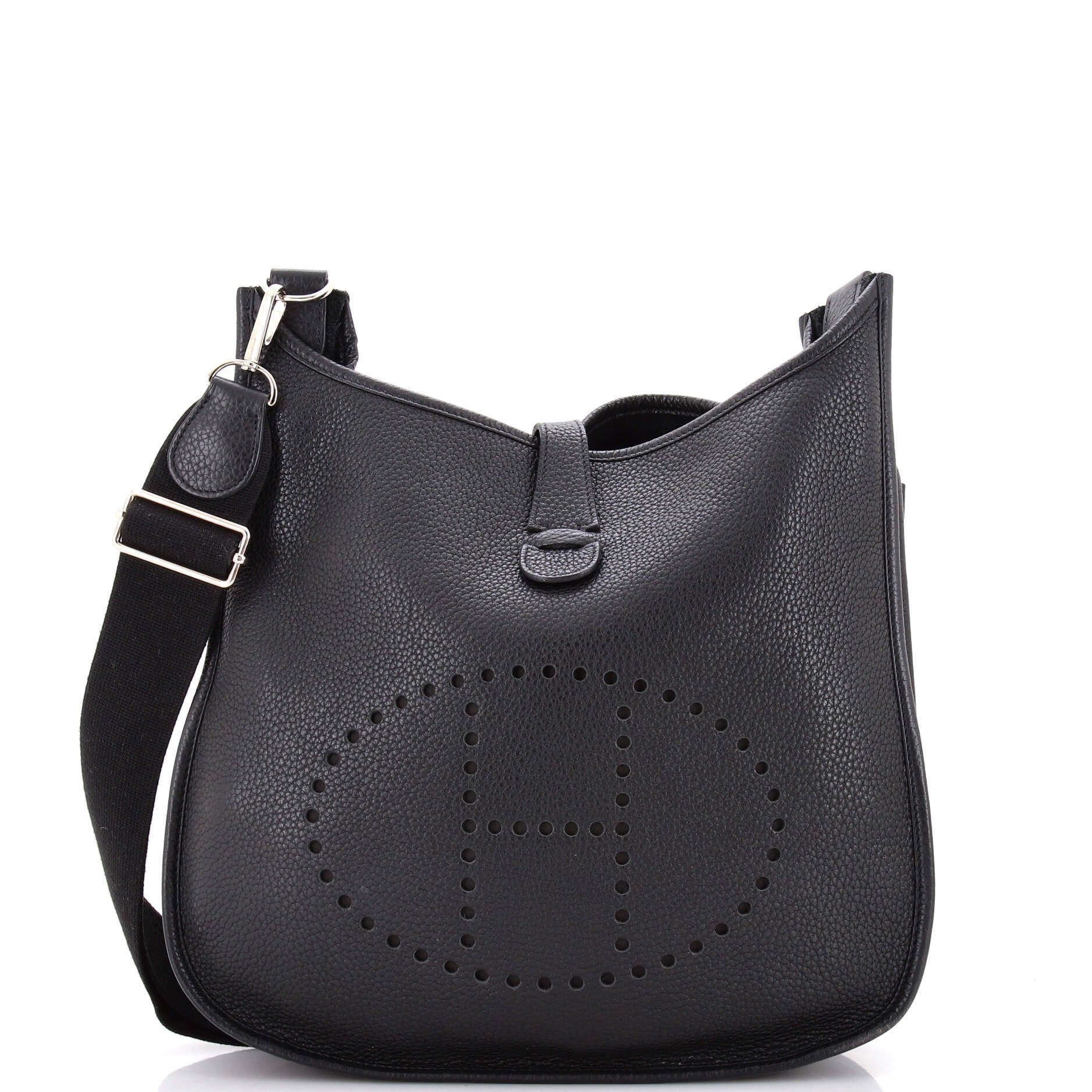 Hermes Evelyne Handbag Black Clemence Leather 2011