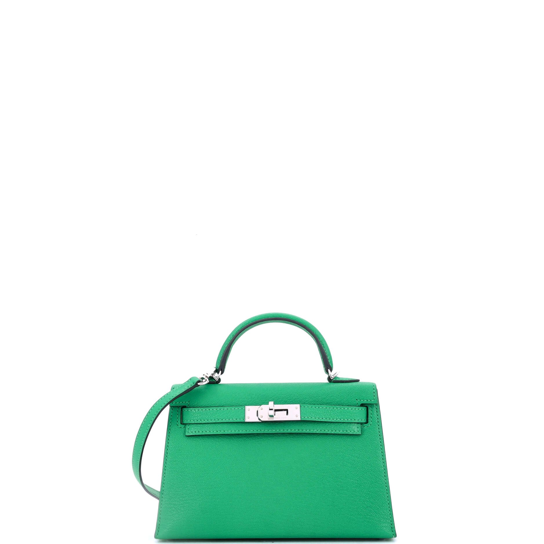 Hermes Kelly Mini II Bag Menthe Chevre Mysore with Palladium Hardware 20