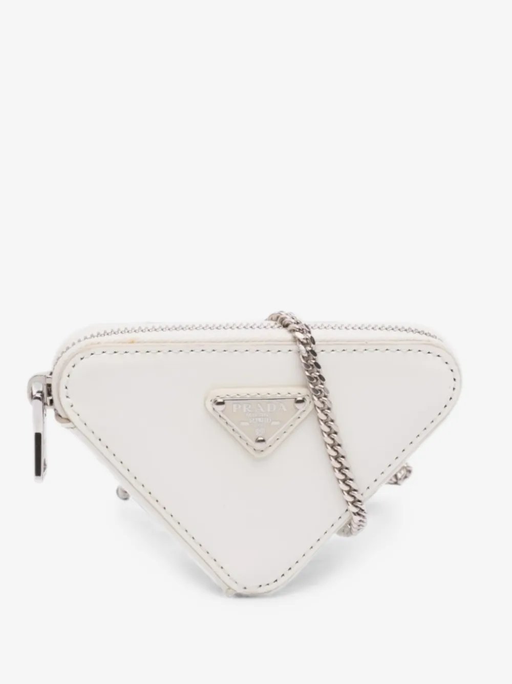 2013-2026 Mini Brushed Leather Triangle Chain Pouch crossbody bag