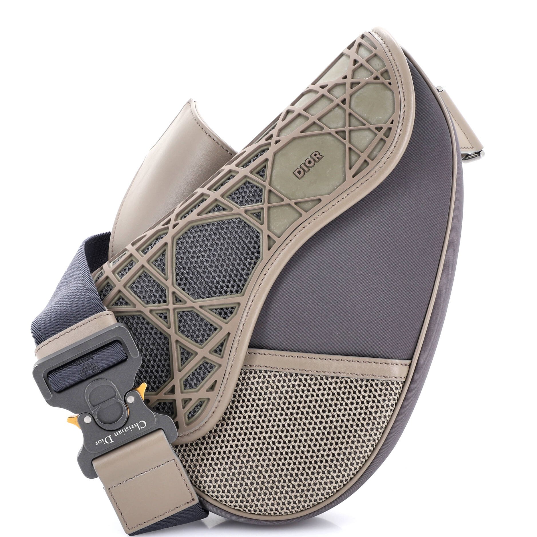 Dior Saddle Crossbody Bag Leather with Nylon and Cannage Rubber