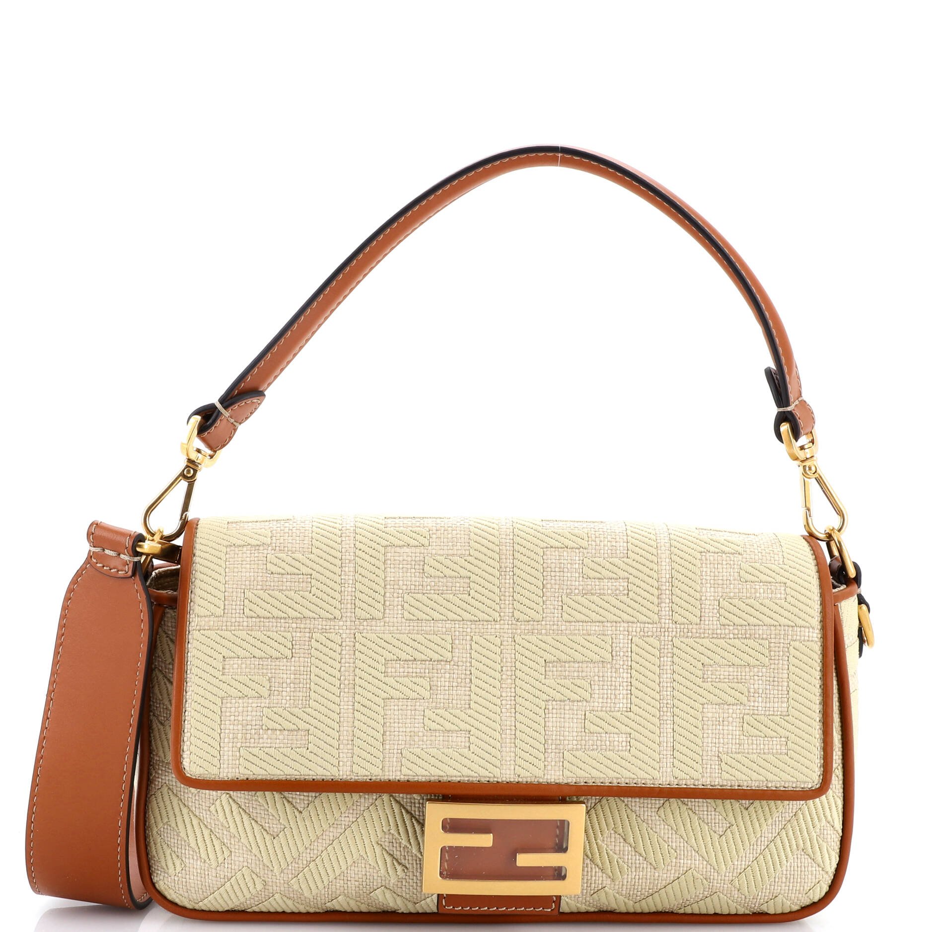 Fendi Baguette NM Bag Zucca Embroidered Raffia Medium
