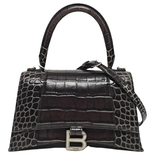 Hourglass leather handbag
