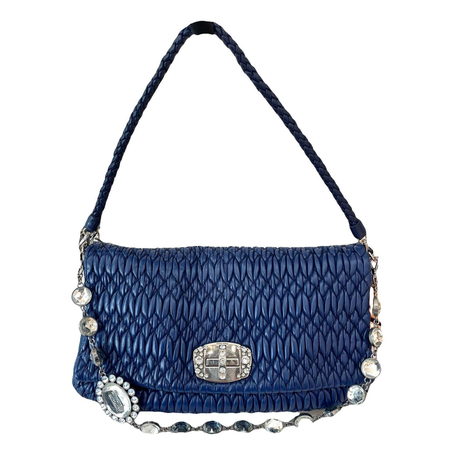 Miu Crystal leather handbag