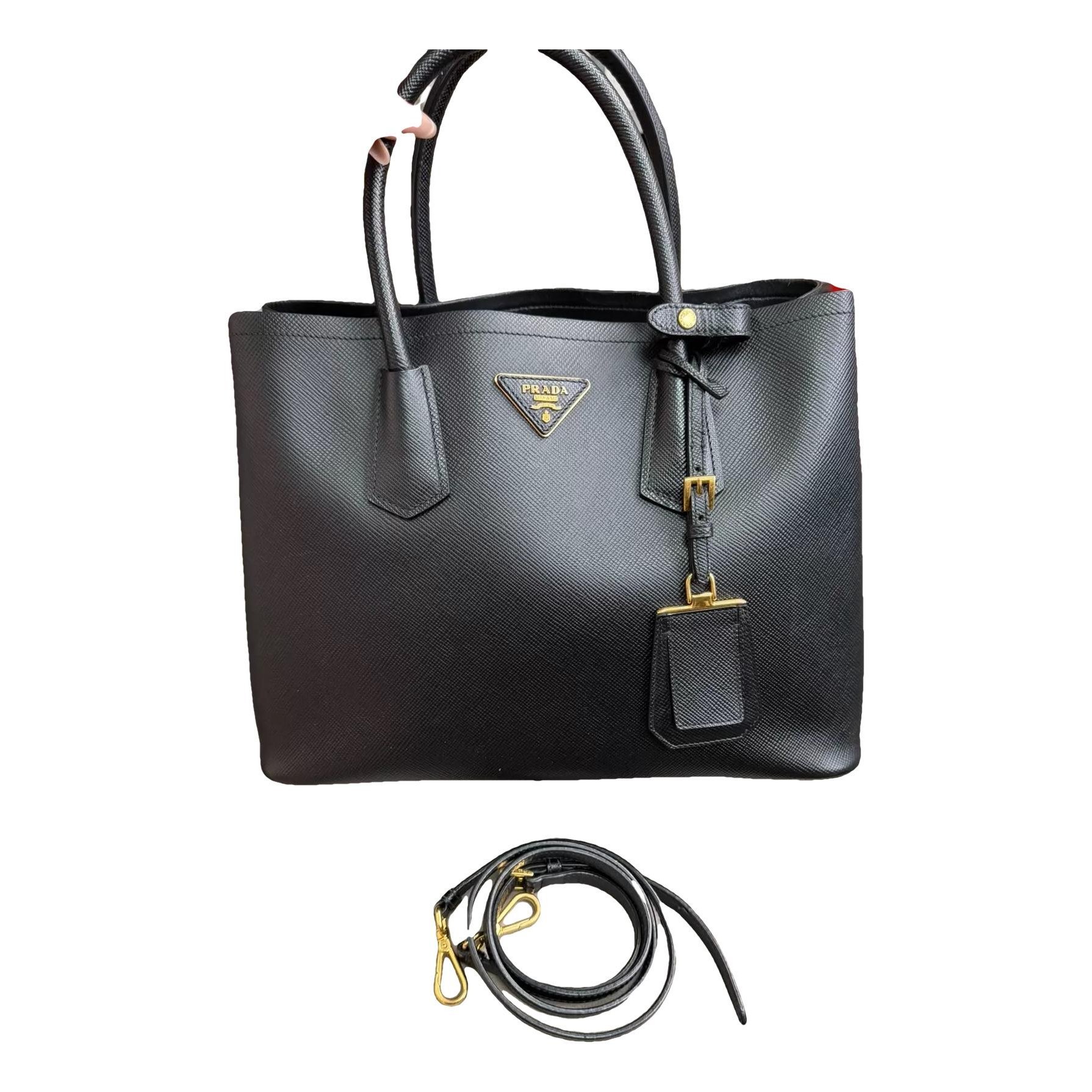 Double leather handbag