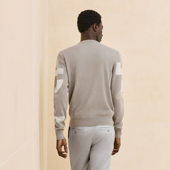 Tourbe Cashmere "Intarsia Maillon Puzzle" Crewneck Sweater
